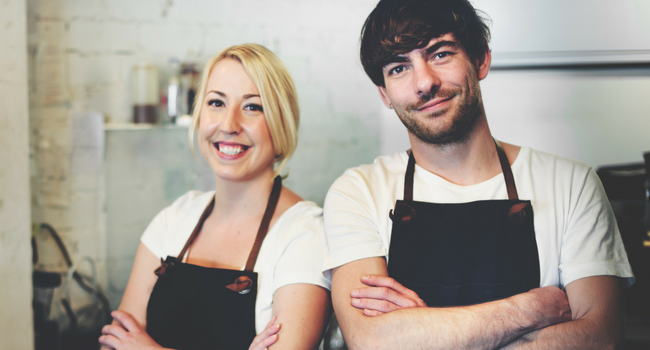 Two people in coffee shop