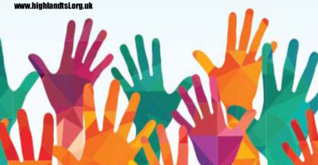 graphic showing multi-coloured hands raised