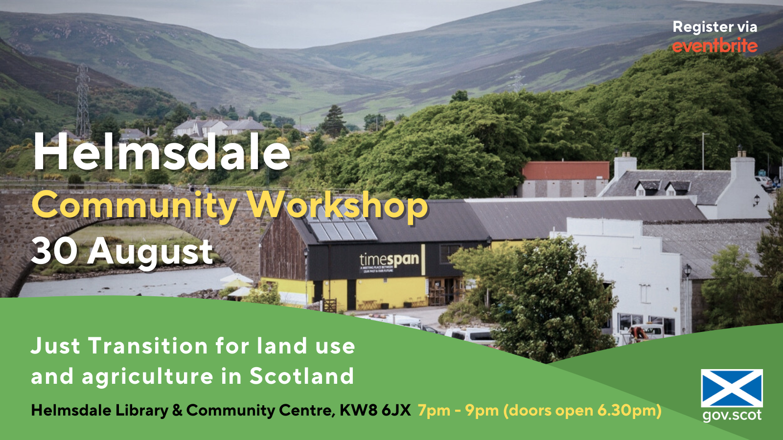 Land Use and Agriculture Just Transition Community Workshop - Helmsdale - event Flyer