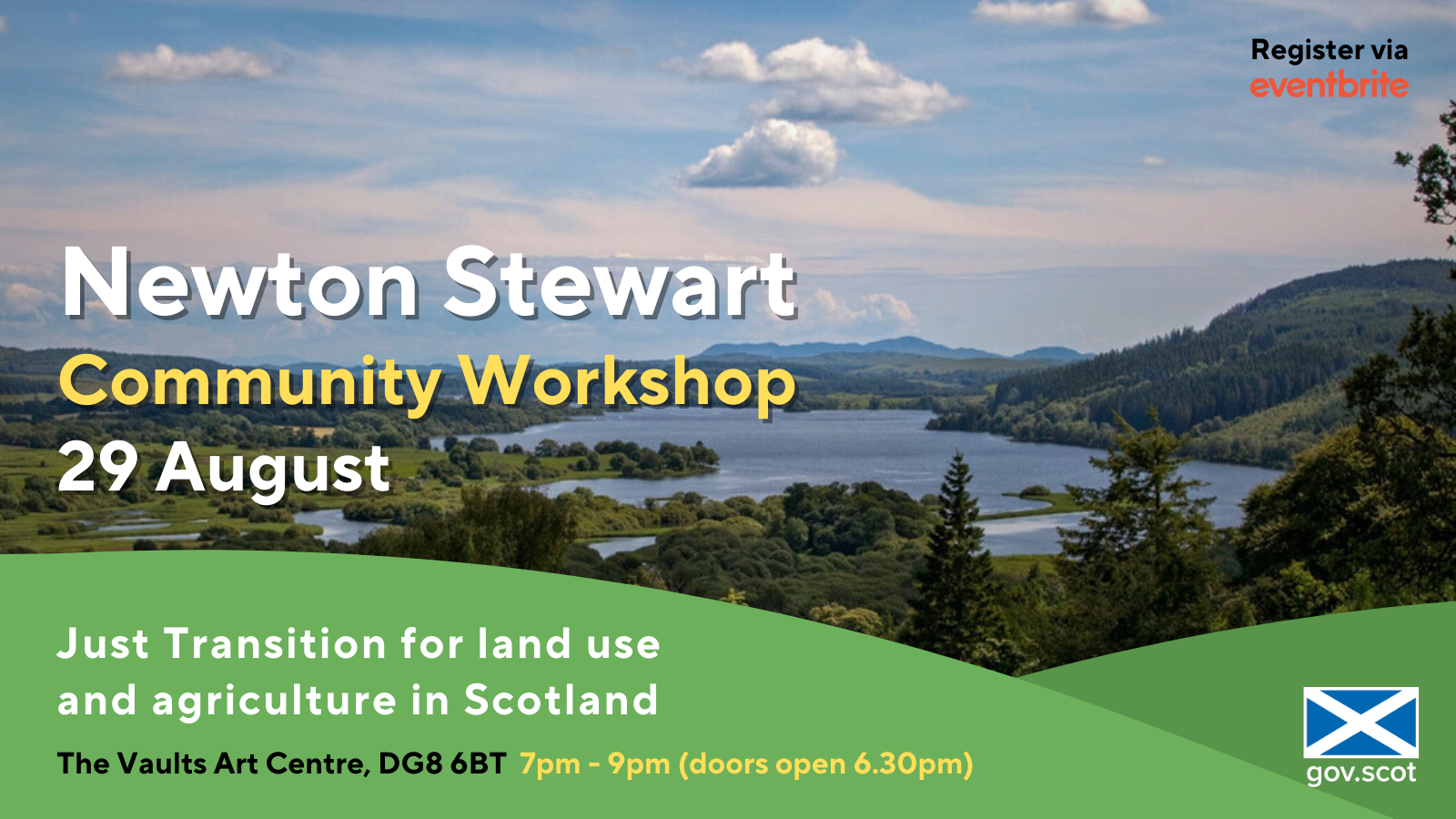 Land Use and Agriculture Just Transition Community Workshop, Newton Stewart Flyer