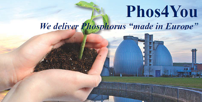 graphic with hands holding soil and text Phos4You 'we delivery phosphporus made in Europe'