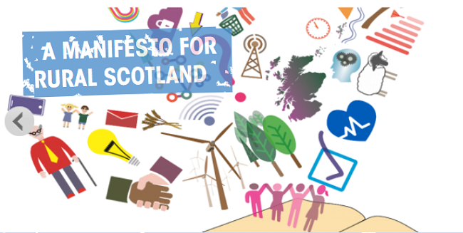 graphic with text: a Manifesto for Rural Scotland