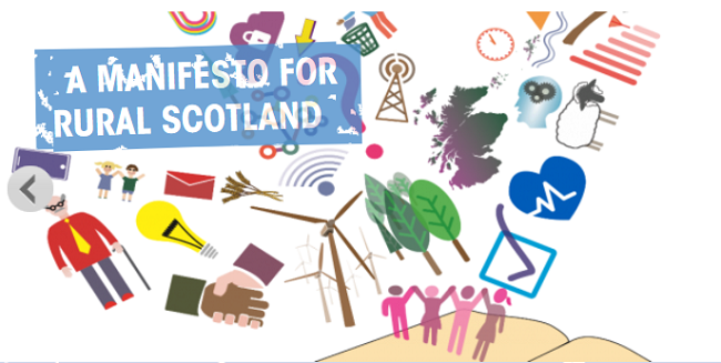 Graphic with text: A Manifesto for Rural Scotland 