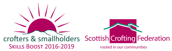 Crofters and smallholders skills boost logo and Scottish Crofting Federation logo