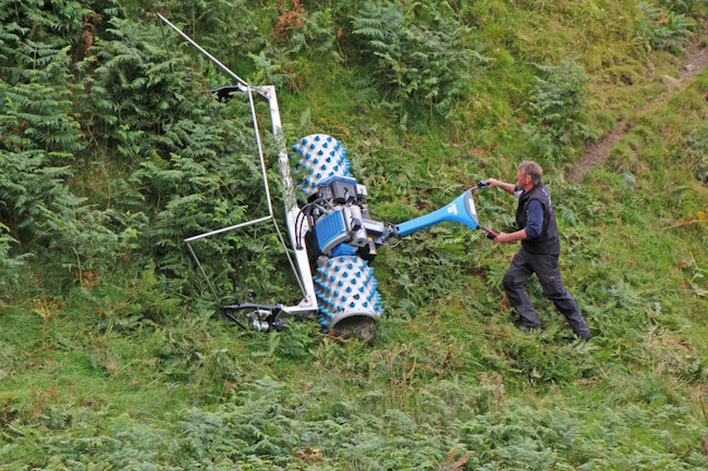 Person using machine to control bracken