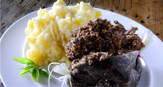 Haggis and tatties on plate