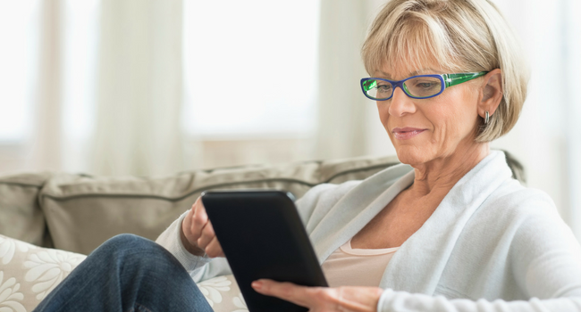 woman with tablet