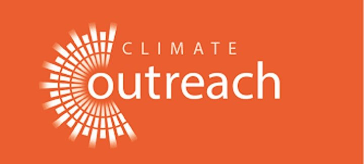 Orange background with the words "Climate Outreach"