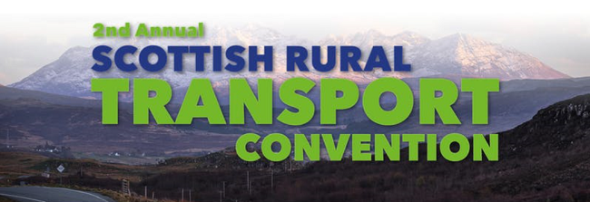Scottish Rural Transport Convention text over rural landscape