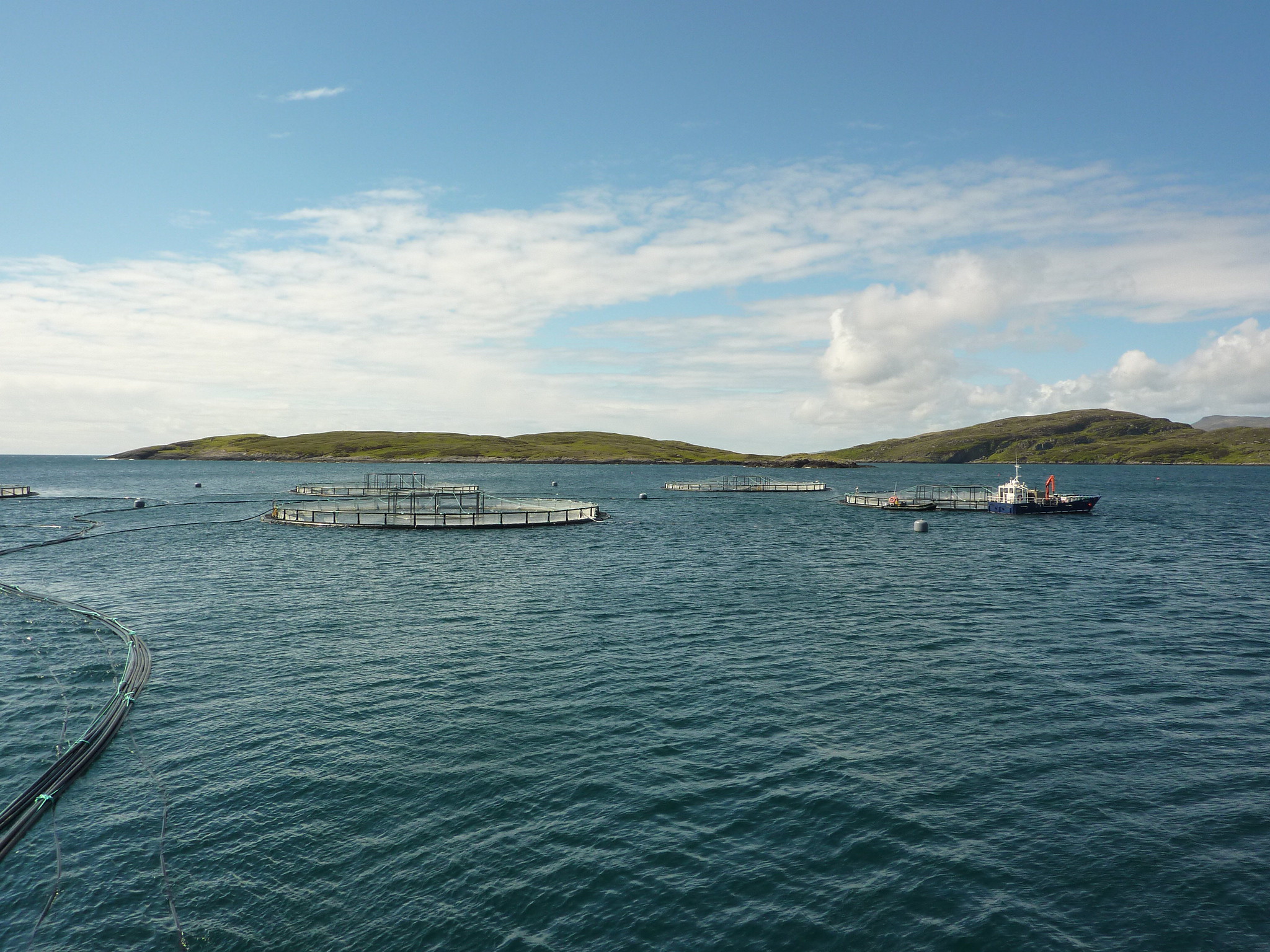 Hellisay fish farm in the Western Isles