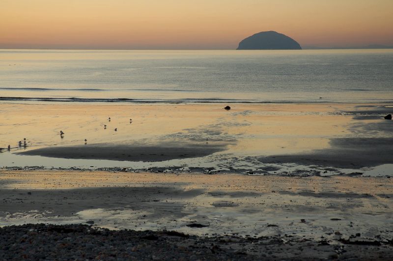 Ailsa Craig at dusk viewed from the mainland
