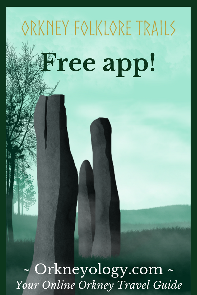 Orkney Folklore Trail app graphic with standing stones