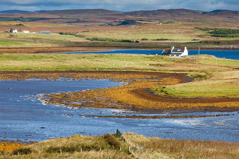 Autumn view from Roag, with croft house and Loch Vatten