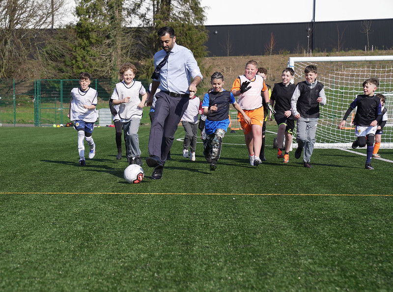 First Minister Humza Yousaf announces to support families as he visited Ayr United Football Academy’s holiday club.