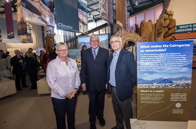 From left to right - Susan Smith, Interim Chief Executive of Cairngorm Mountain (Scotland) Ltd (CMSL),  Fergus Ewing, Scottish Government’s Cabinet Secretary for Rural Economy and CMSL Chairman, Peter Mearns