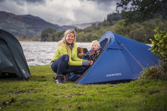 Family camping at Loch Chon
