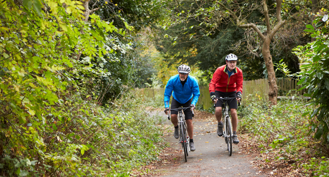 Two cyclists on path