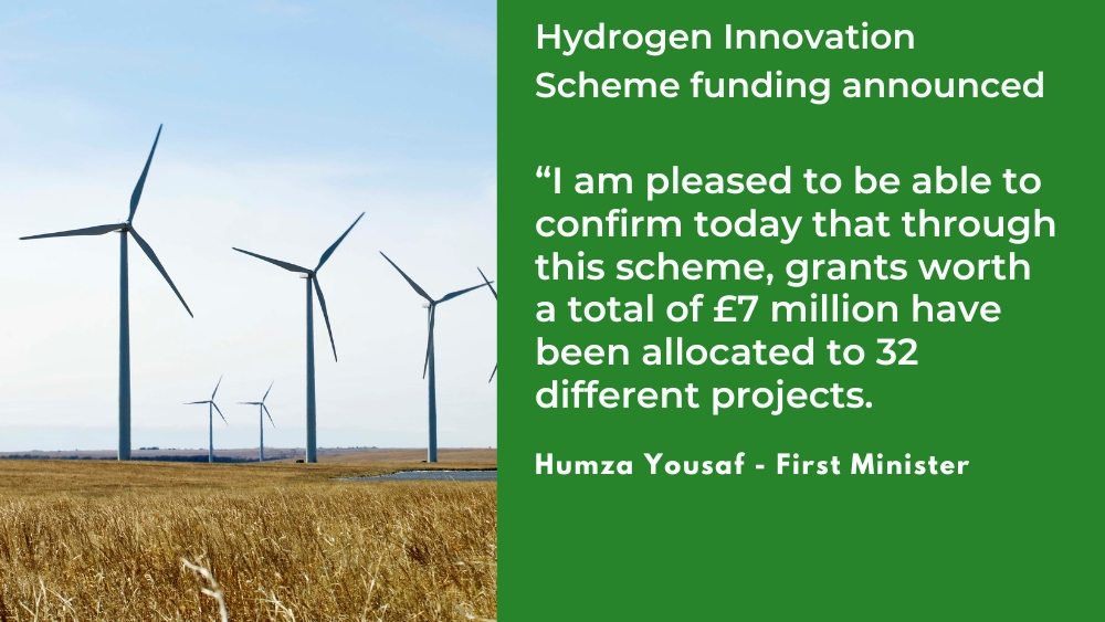 Wind Farm image beside quote from First Minister 