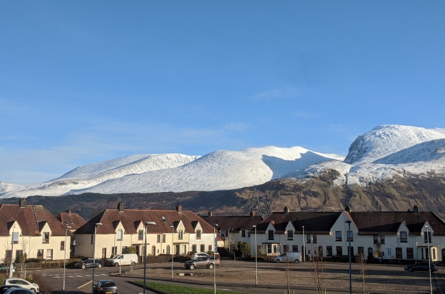 Fort William with hills in the distance