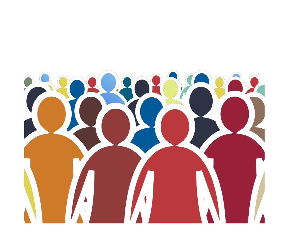 Colourful graphic of a crowd of people