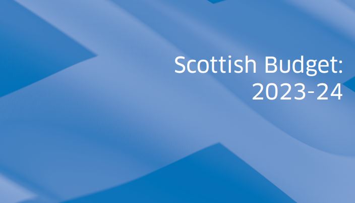 Detail of the front cover of the Scottish Budget 2023-24