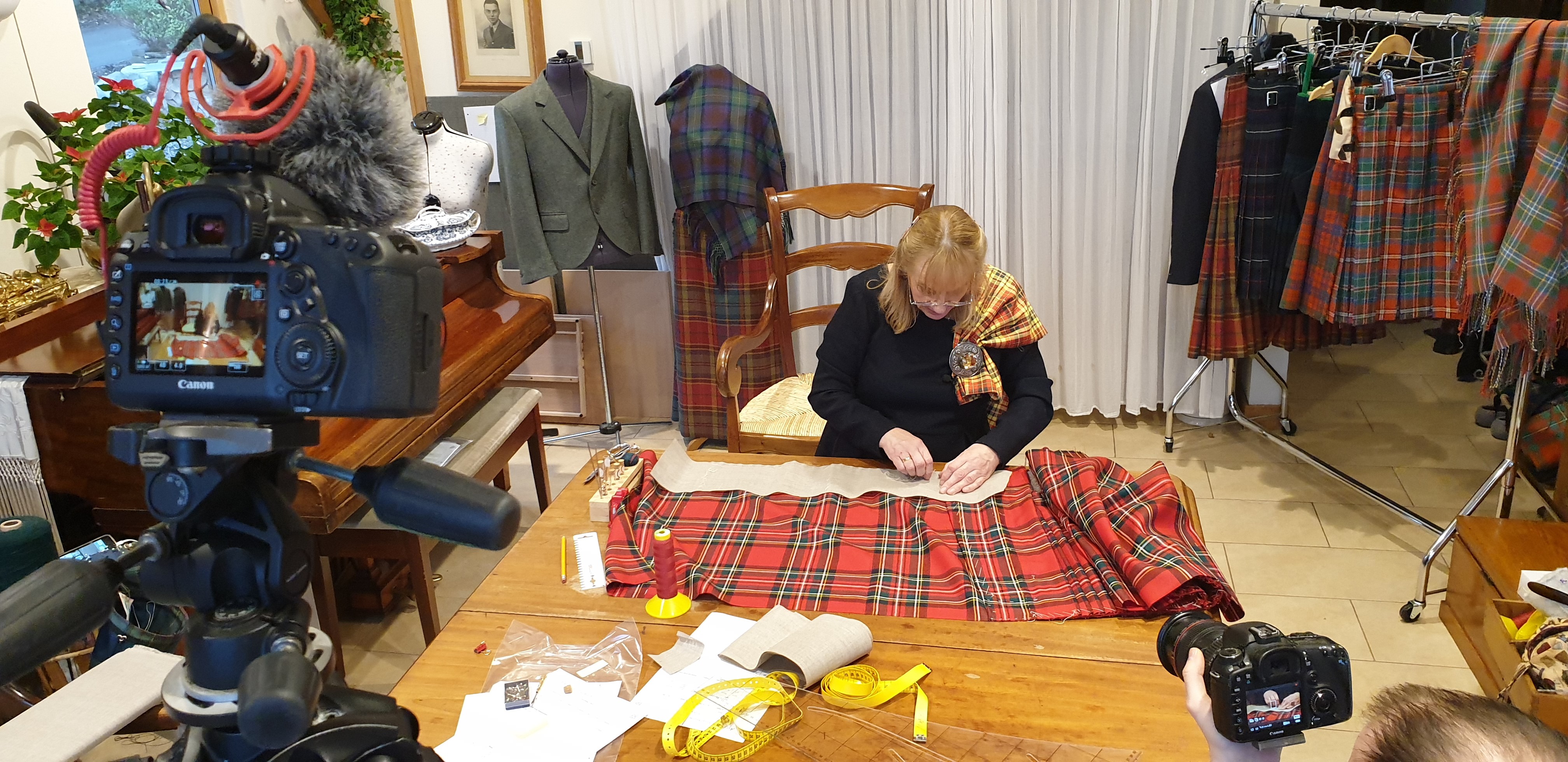 A women working in perthshire based tartan making business