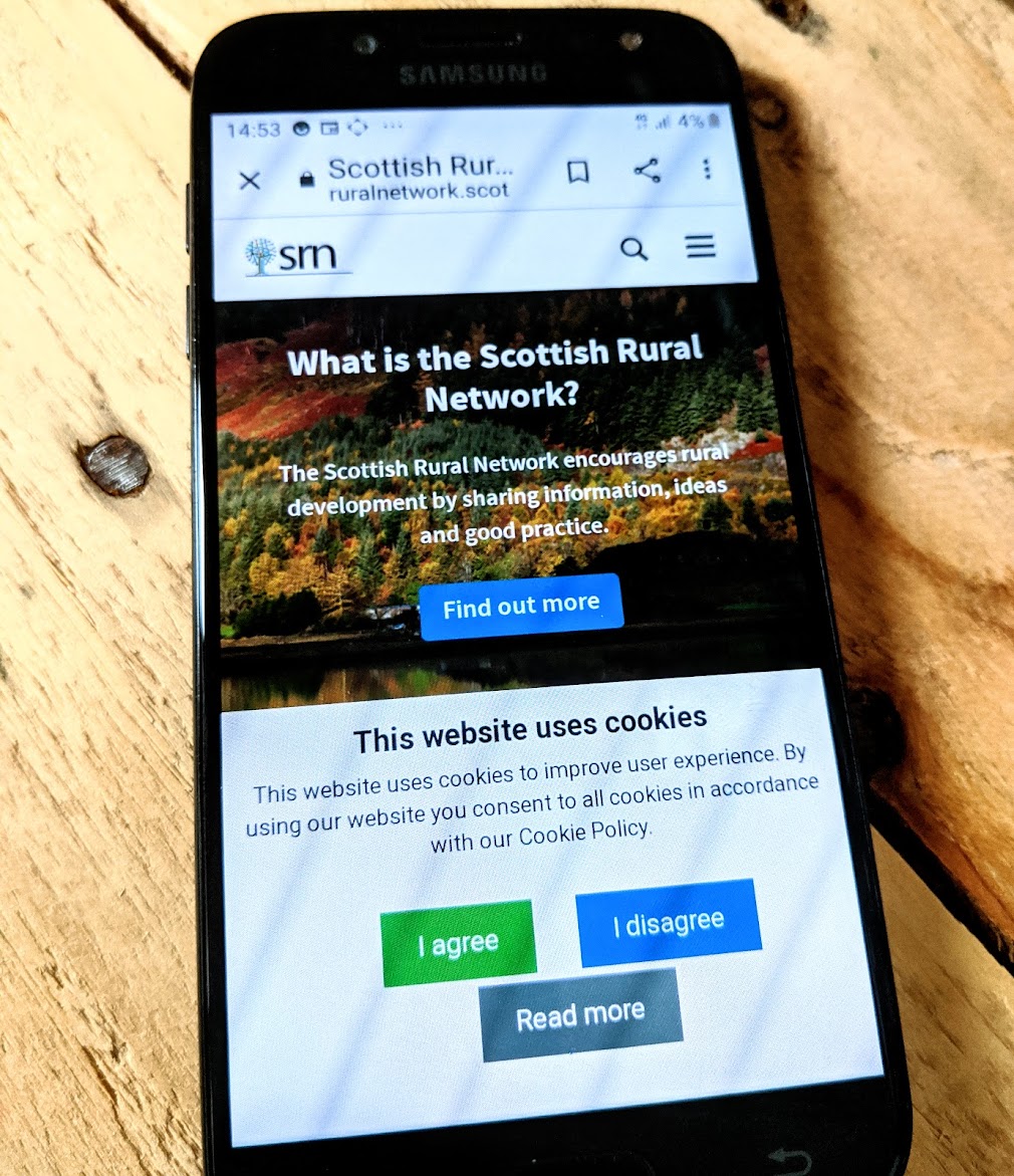 Mobile phone showing SRN website