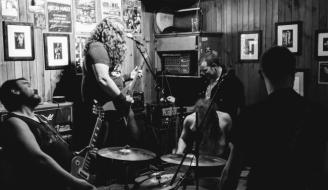 Heavy metal band play a small Scottish Highland venue