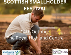 Young man planting - Pic by Jed Owen via Pixlr with dates for 2023 Scottish Smallholder Festival