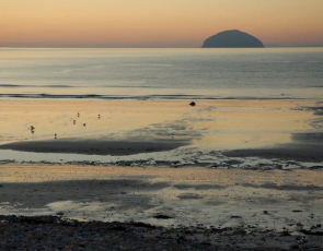 Ailsa Craig at dusk viewed from the mainland