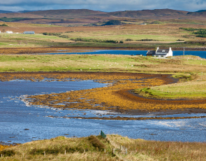 Autumn view from Roag, with croft house and Loch Vatten