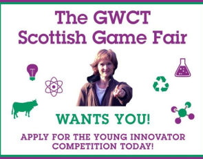 Graphic with text: The GWCT Scottish Game Fair wants you! Apply for the young innovator competition today