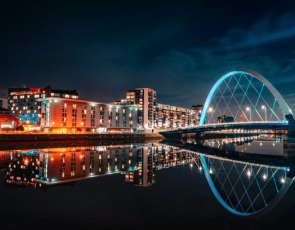 Glasgow city skyline across river