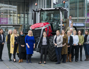 Group of people and tractor outside Perth Concert Hall