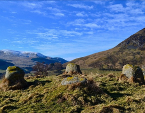 The Bronze Age Stone Circle known as Diarmuid's Tomb, Glenshee, photo Clare Cooper