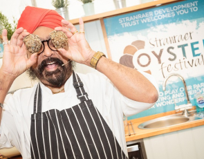 Tony Singh with oysters