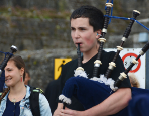 person playing bagpipes