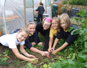Children at community growing project