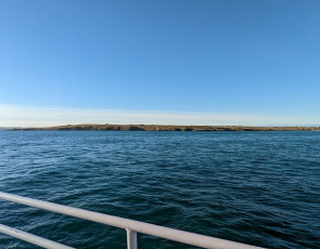 ocean view from ship's rail of Orkney ferry