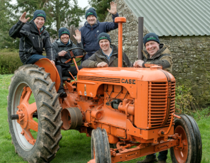  Royal Marines on a farm in Angus  - pictured round tractor 