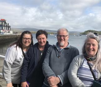 Ros Halley (Community Connections Manager) and Marion Elkin-Greener (Community Development Officer) and the film crew Prancing Jack Productions on Mull