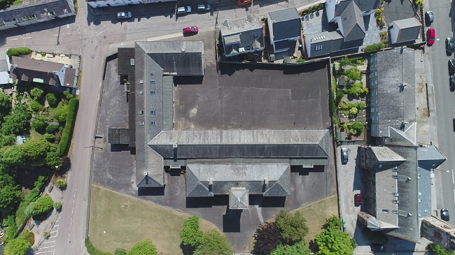 Aerial view of Johnston School