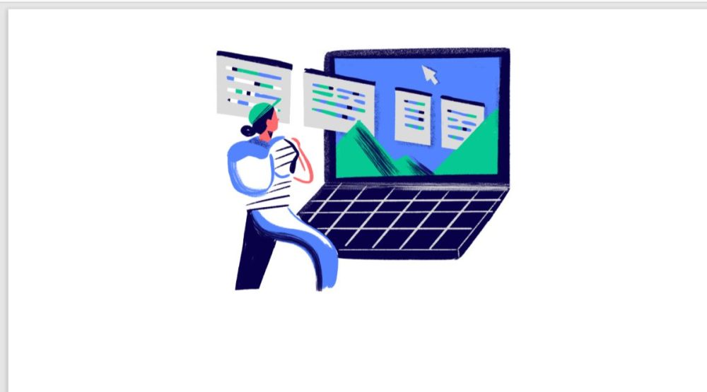 Graphic of woman accessing digital information