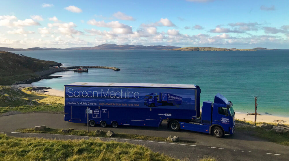 Screen Machine mobile cinema in Eriskay