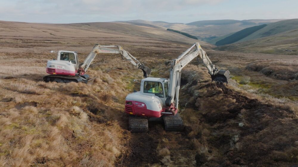 Excavators working on Wemyss and March Estate - Credit Swift Films Peatland ACTION