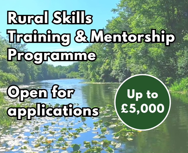 Scenic river with greenery promoting Rural Skills Training & Mentorship Programme offering up to £5,000 funding.