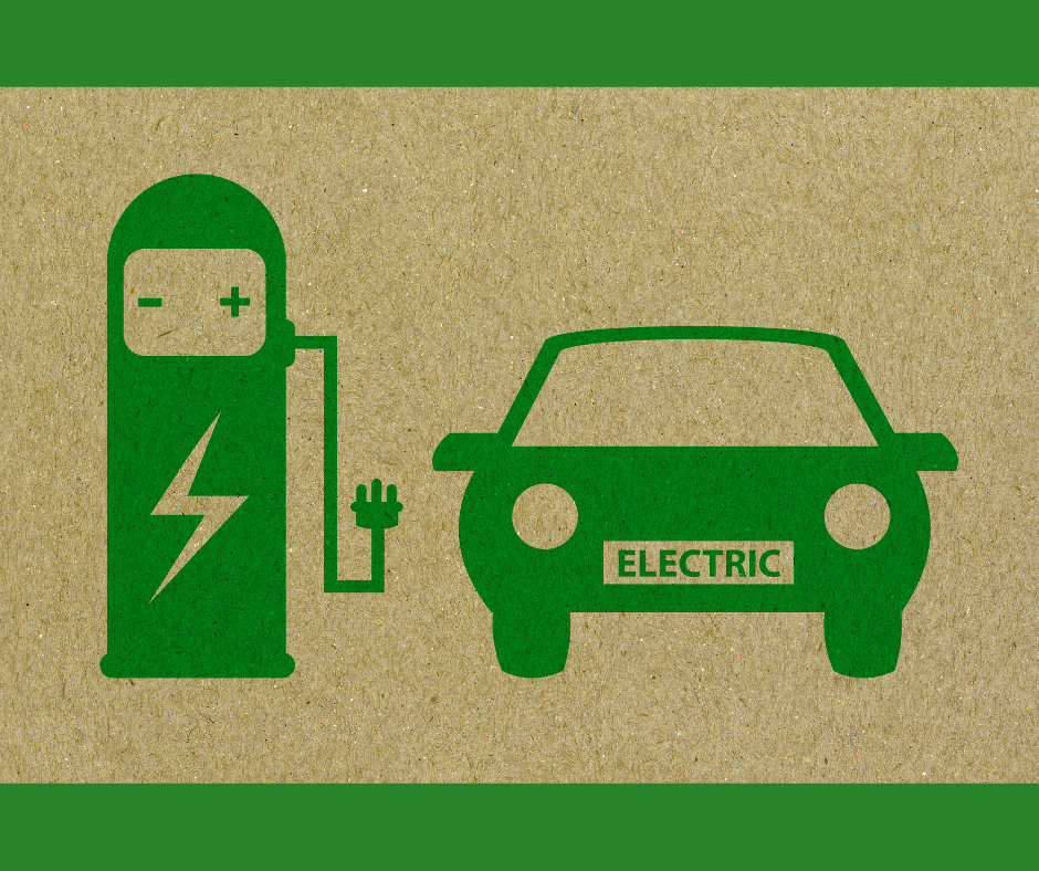 graphic image of electric car and charging machine