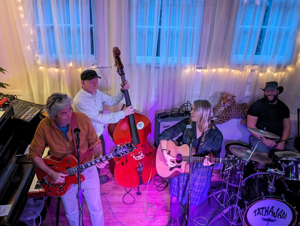 Musicians playing in a rural venue